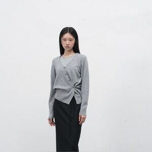 General idea Korean grey asymmetrical Women's cardigan